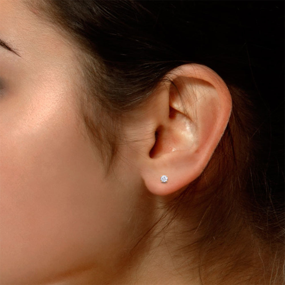 Round Cut Diamond Solitaire Stud Earrings for Women