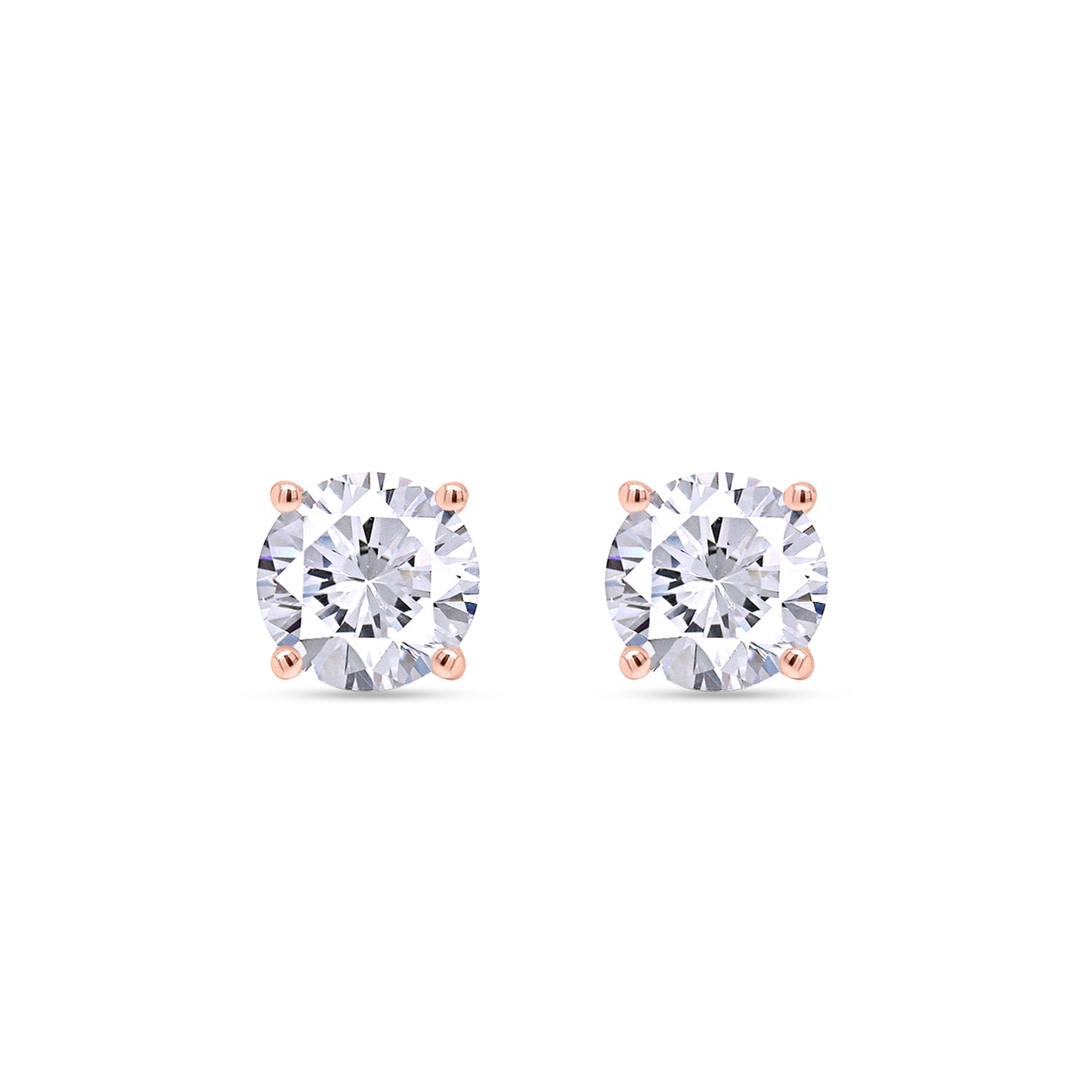 Round Cut Diamond Solitaire Stud Earrings for Women