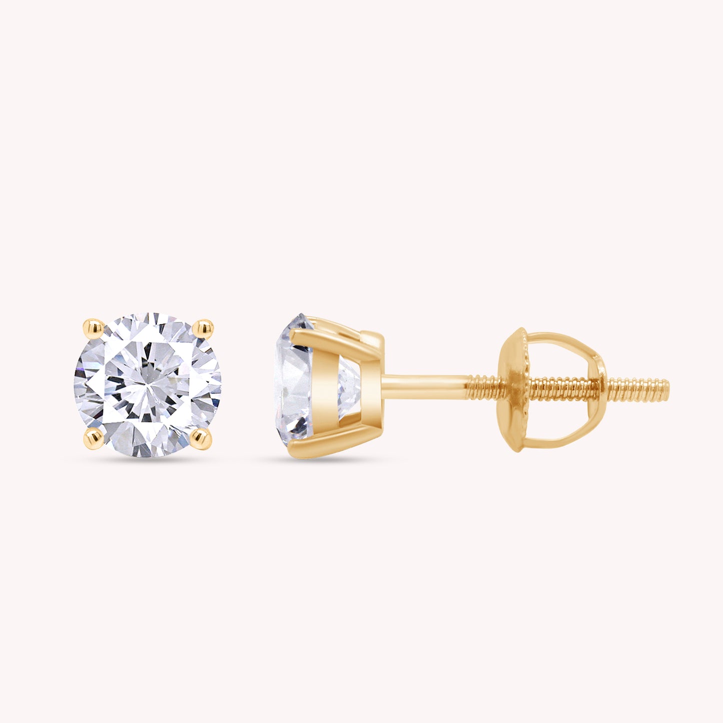 Round Cut Diamond Solitaire Stud Earrings for Women