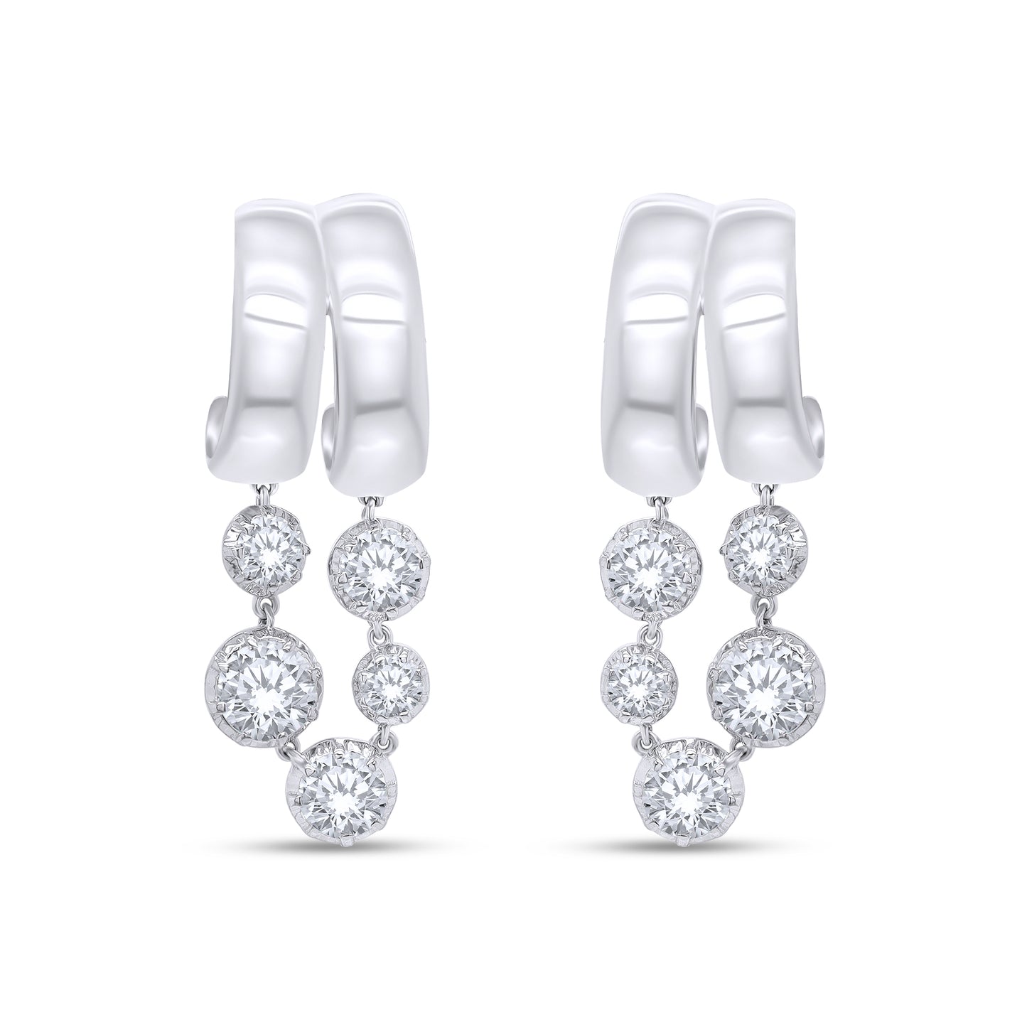 Stud Earrings For Women, Round Shape Lab Grown Diamond Two Tone Stud Earring