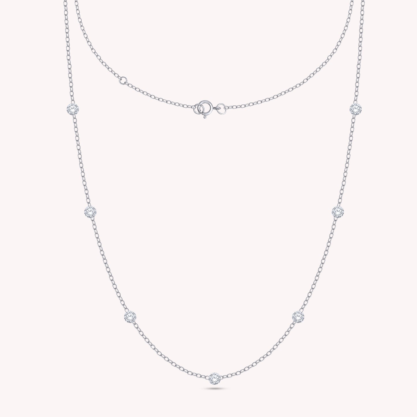 Floating Diamond Seven Stone Lab Grown Diamond Station Necklace - 1/2 CTW