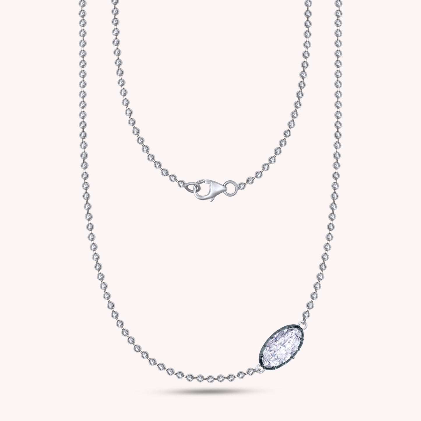 Oval Shape Lab Grown Diamond Solitaire Pendant Necklace