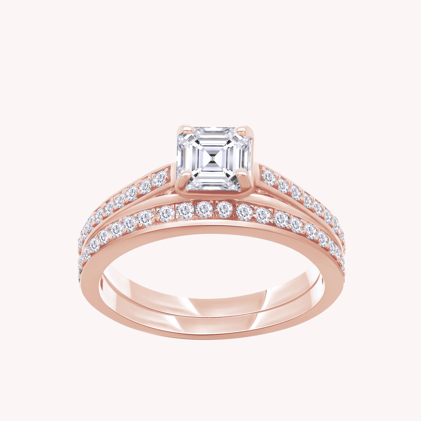 Princess and Round Cut Lab Grown Diamond Engagement Bridal Set Ring - 1.00 CTW