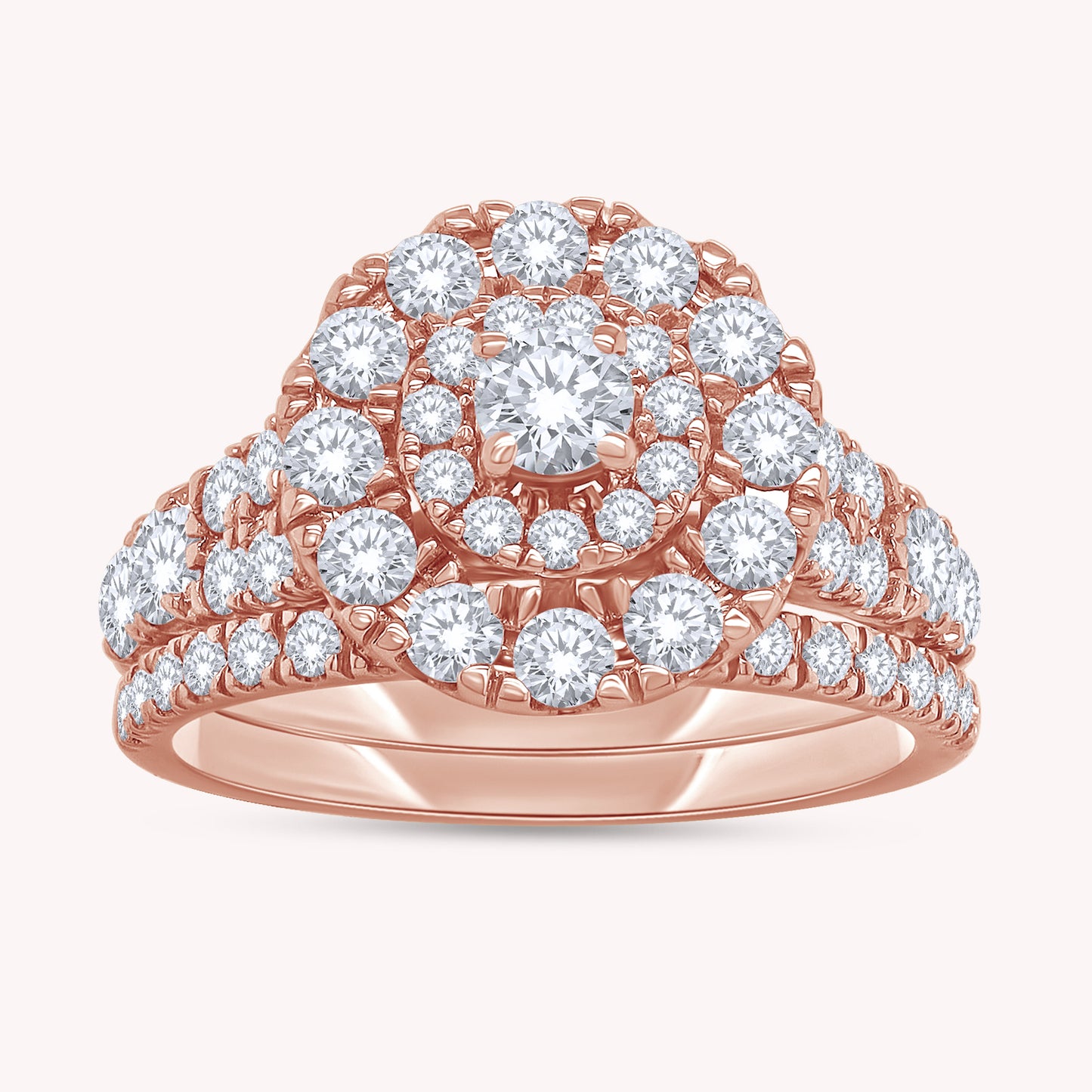 Round Shape Lab Grown Diamond Bridal Set Ring - 1.00 CTW