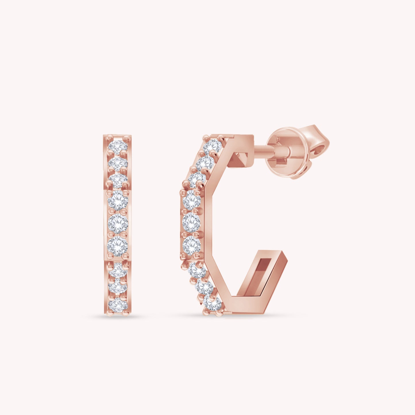 0.33 Carat Lab Grown Diamond Hexagon Stud Earrings