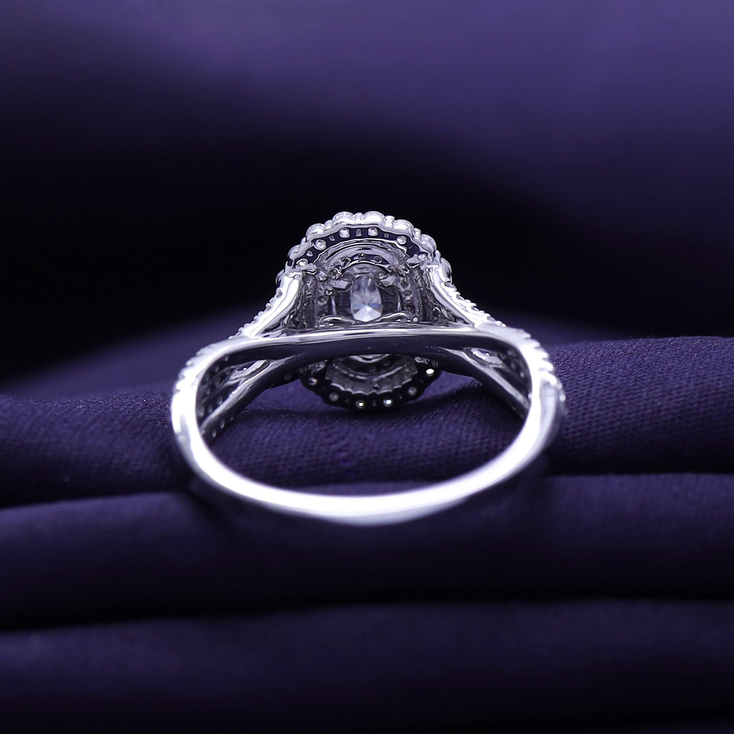 Oval Cut Lab Grown Diamond Halo Split Shank Engagement Ring - 0.95 CTW