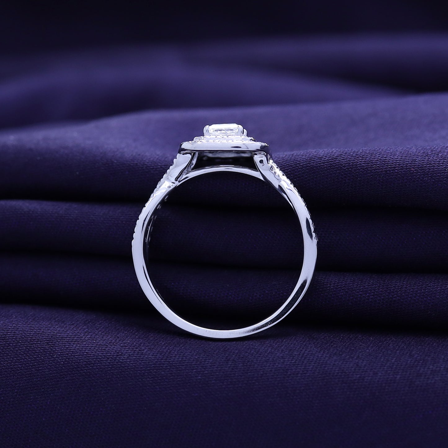 Princess Cut Double Halo Lab Grown Diamond Engagement Ring - 2/3 CTW