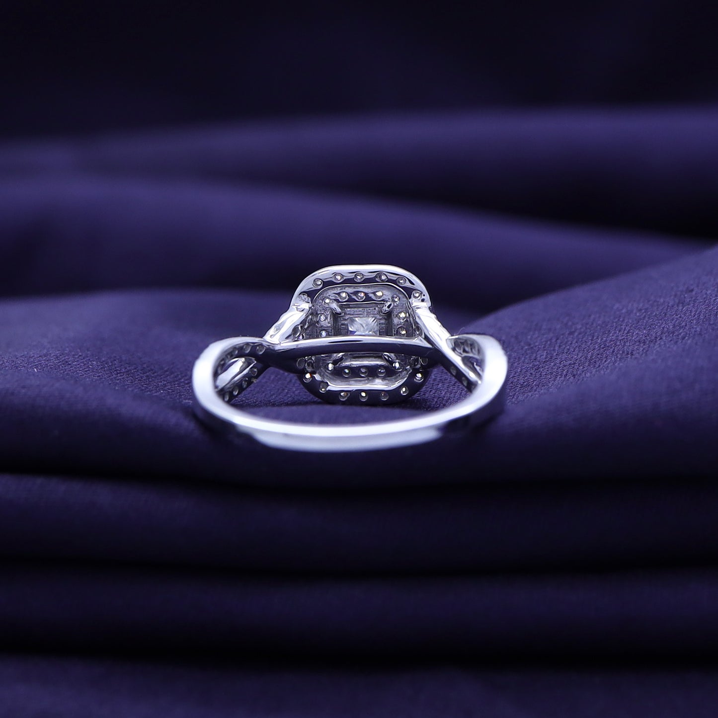 Princess Cut Double Halo Lab Grown Diamond Engagement Ring - 2/3 CTW