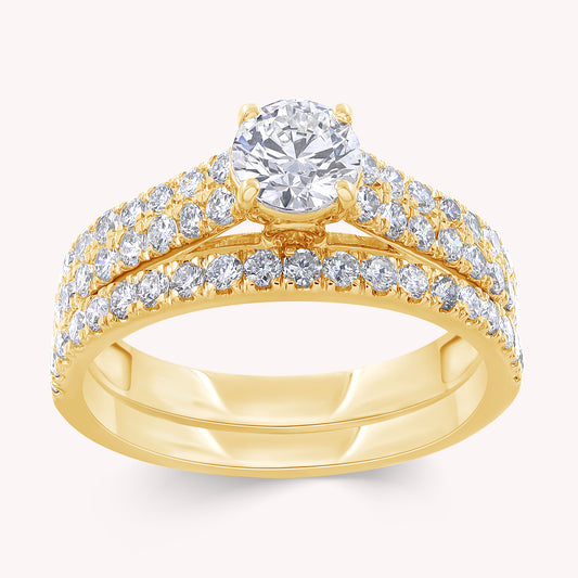 Round Shape Lab Grown Diamond Engagement Bridal Set Ring - 1.00 CTW