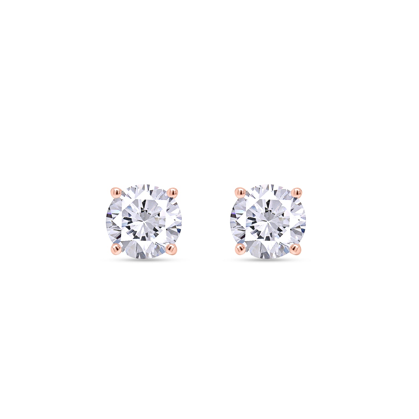 Round Cut Diamond Solitaire Stud Earrings for Women