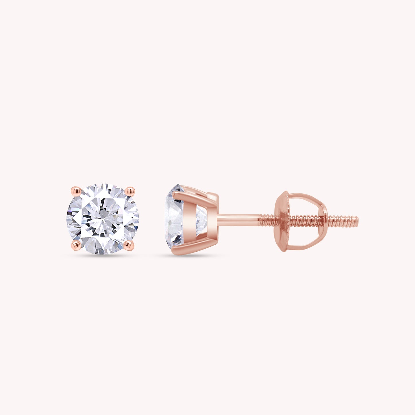Round Cut Diamond Solitaire Stud Earrings for Women