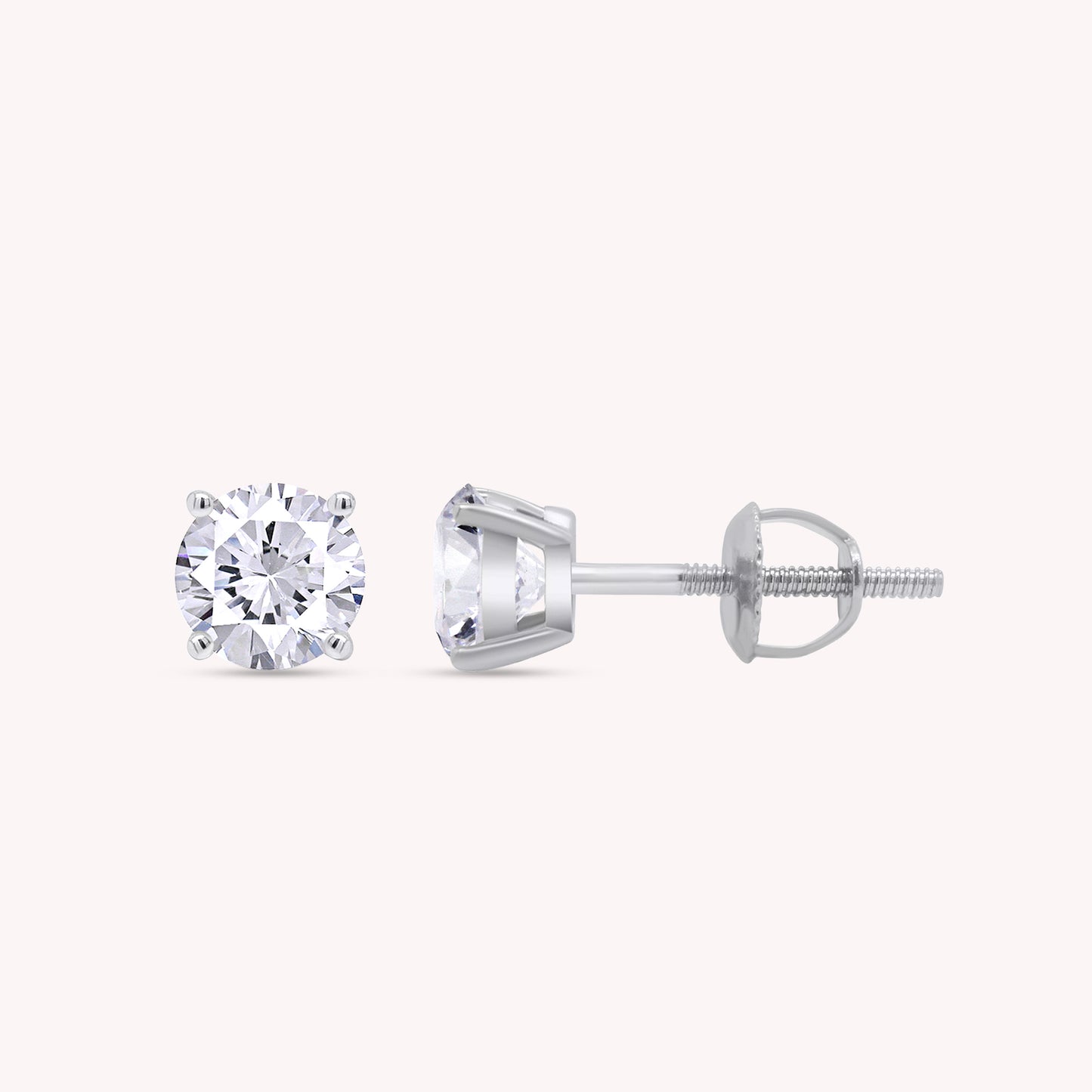 Round Cut Diamond Solitaire Stud Earrings for Women