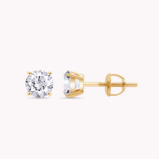 Round Cut Diamond Solitaire Stud Earrings for Women