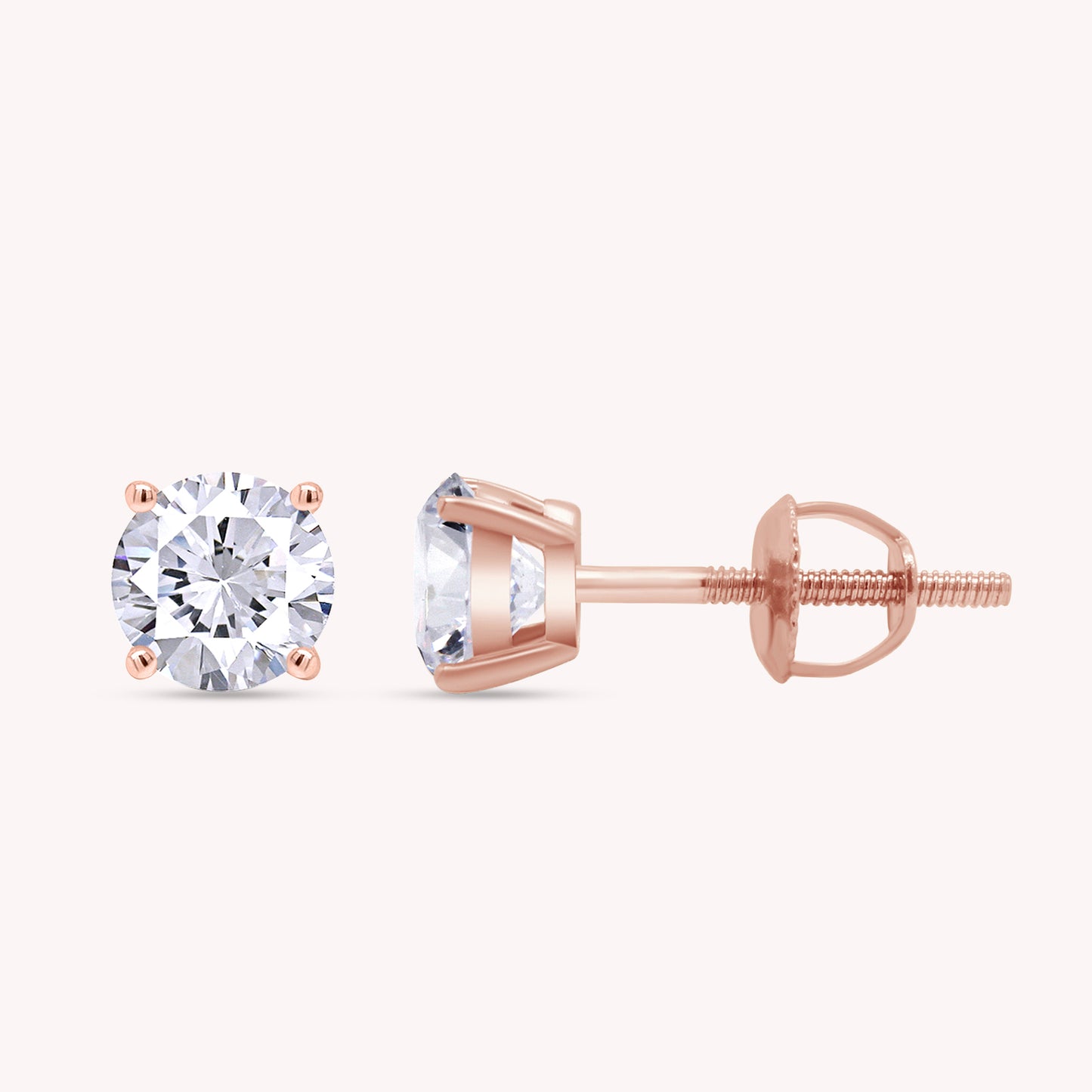 Round Cut Diamond Solitaire Stud Earrings for Women