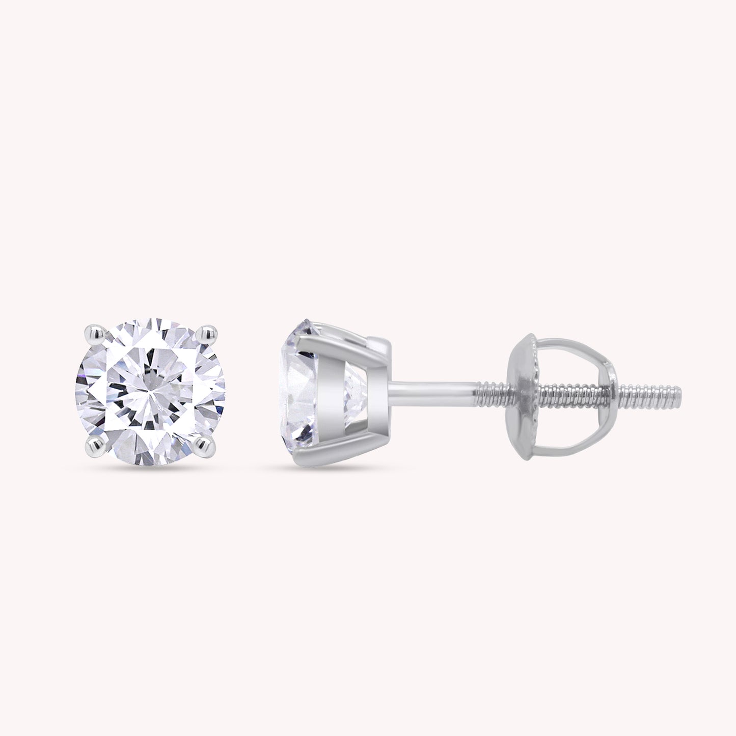 Round Cut Diamond Solitaire Stud Earrings for Women
