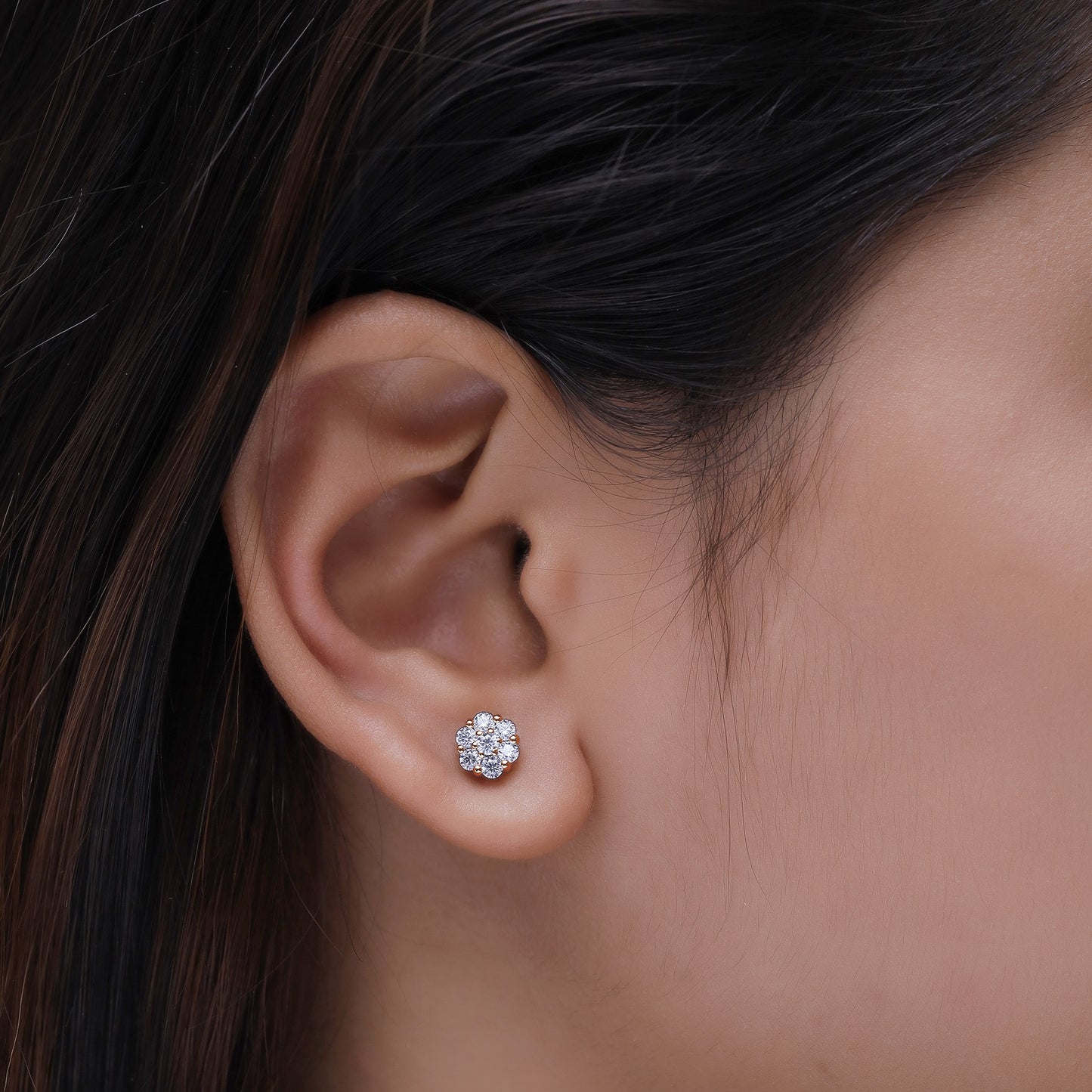 Diamond Flower Cluster Lab Grown Diamond Stud Earrings Unisex