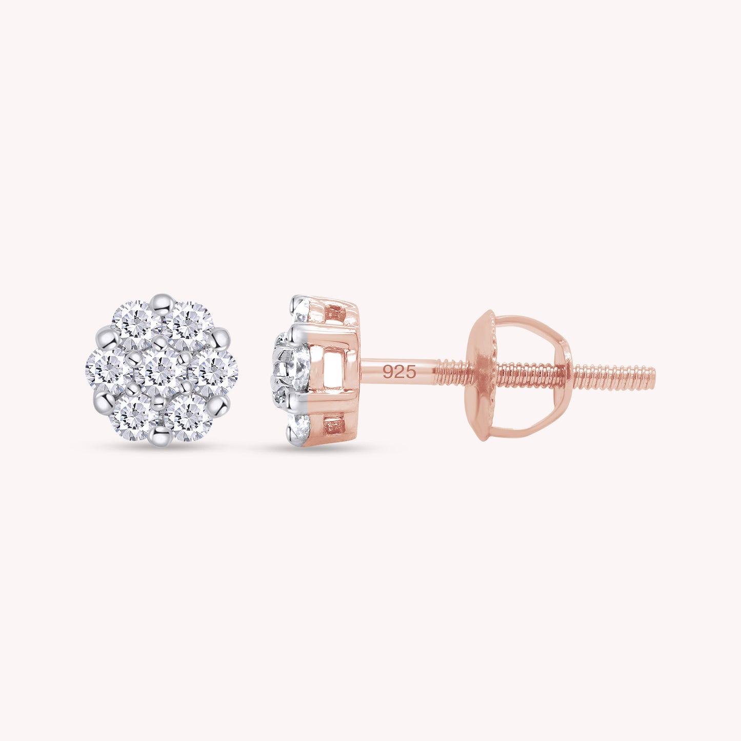 Diamond Flower Cluster Lab Grown Diamond Stud Earrings Unisex