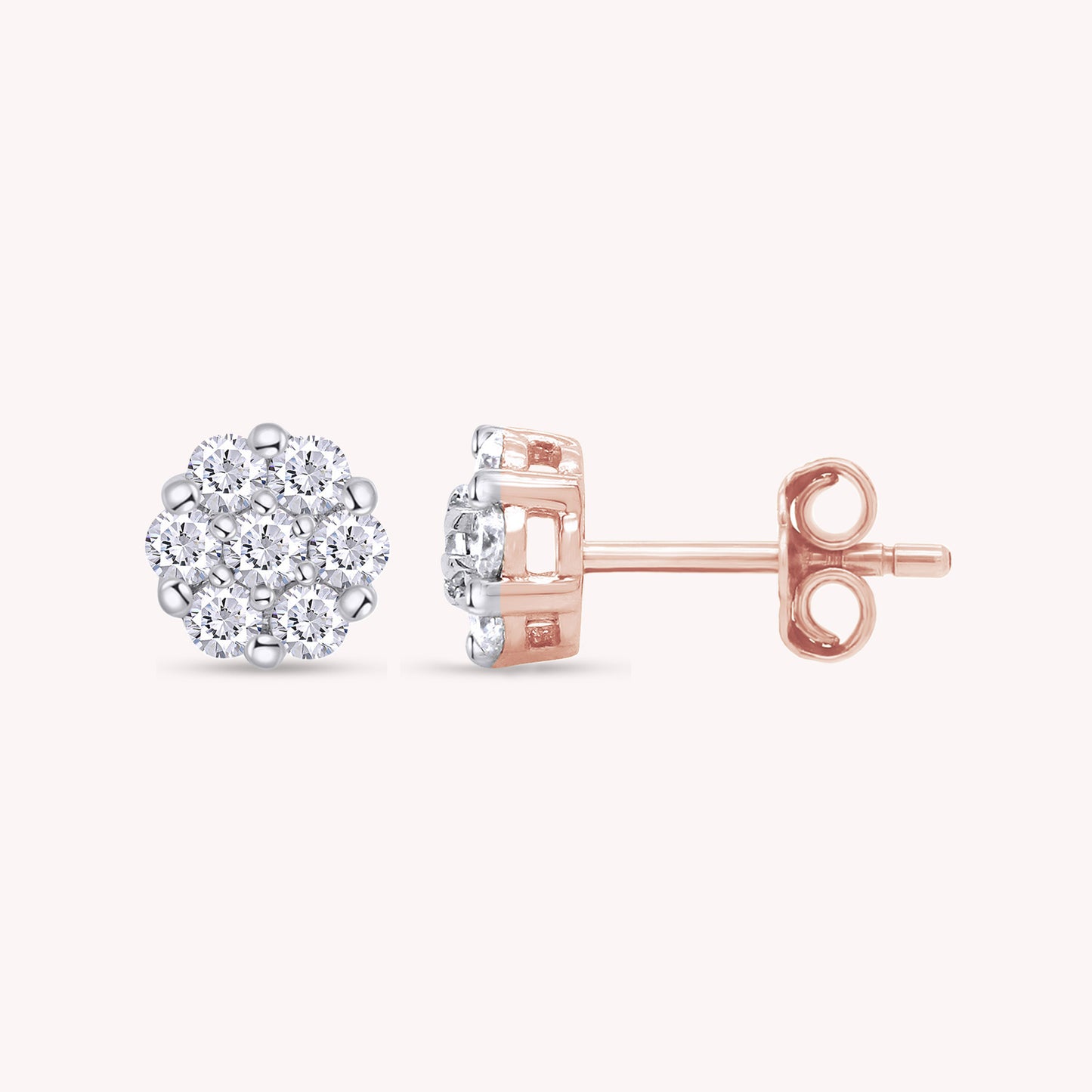 Diamond Flower Cluster Lab Grown Diamond Stud Earrings Unisex