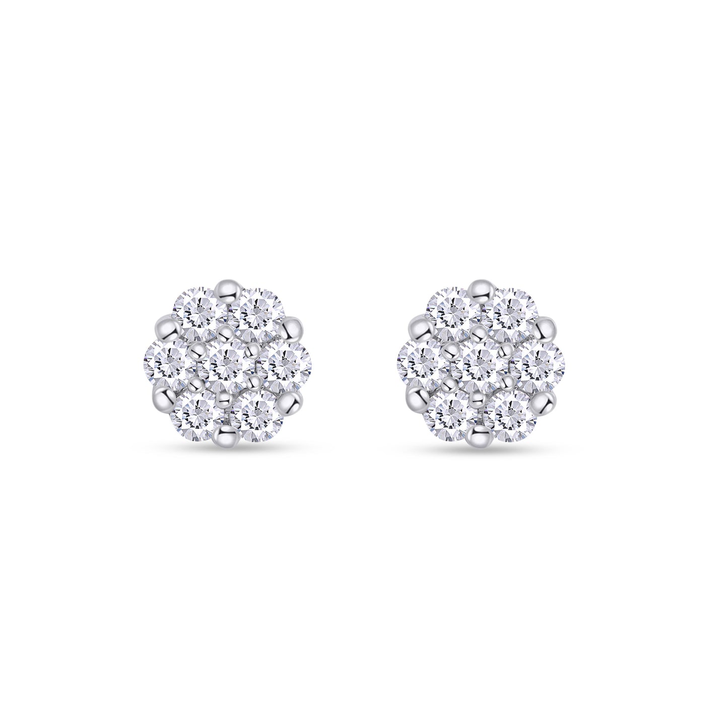 Diamond Flower Cluster Lab Grown Diamond Stud Earrings Unisex