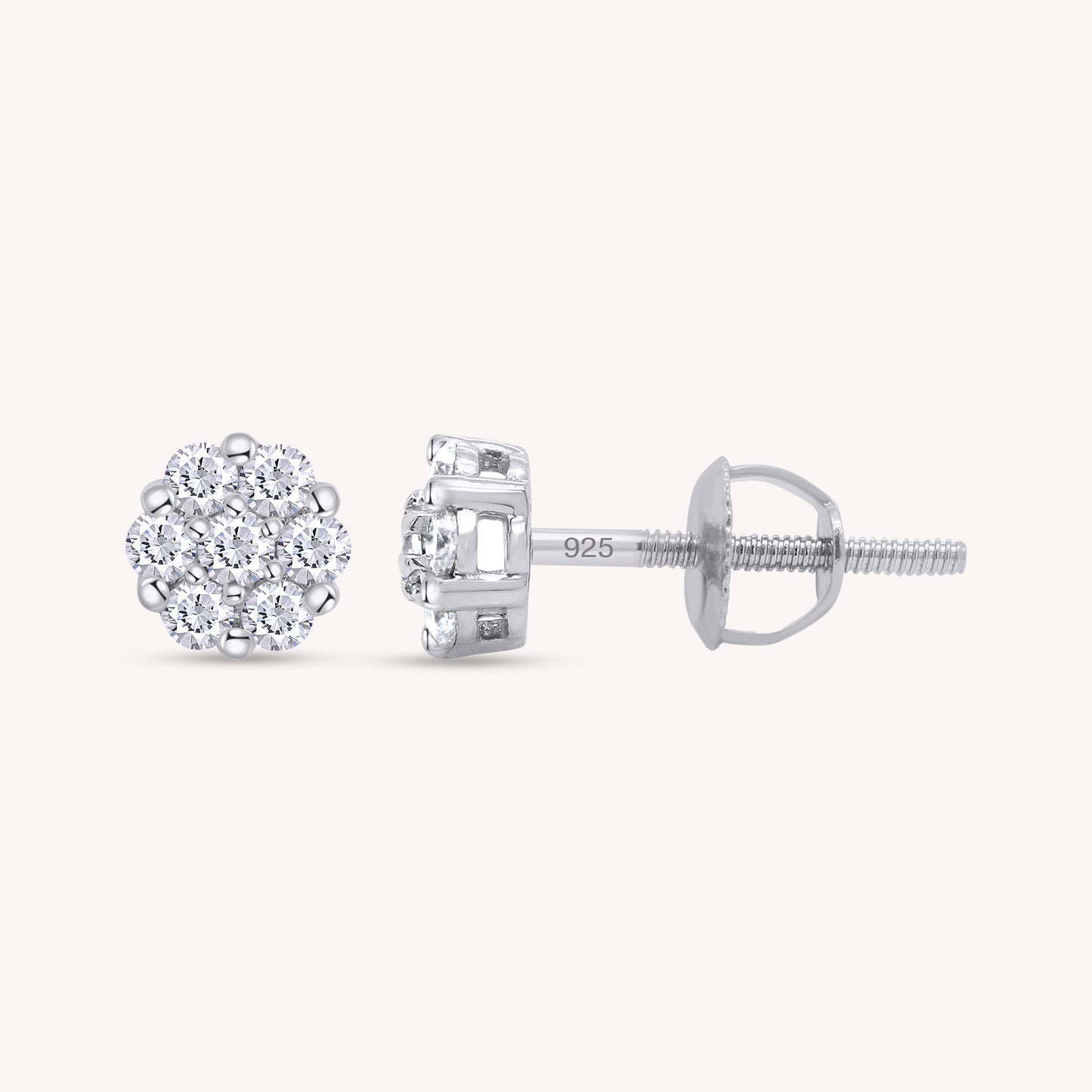 Diamond Flower Cluster Lab Grown Diamond Stud Earrings Unisex