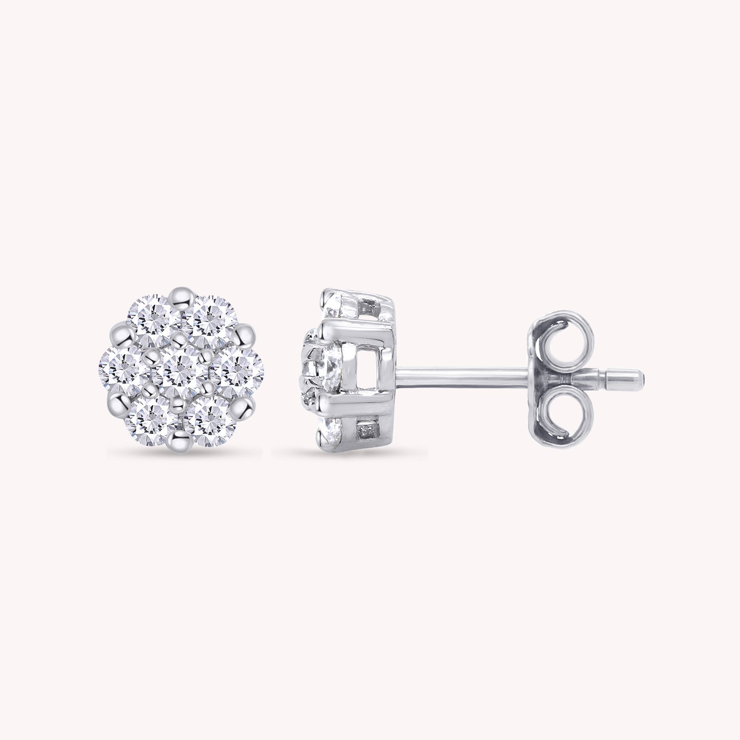 Diamond Flower Cluster Lab Grown Diamond Stud Earrings Unisex