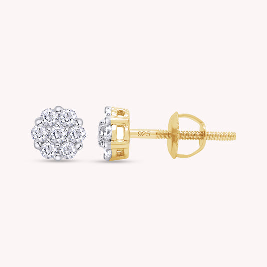 Diamond Flower Cluster Lab Grown Diamond Stud Earrings Unisex