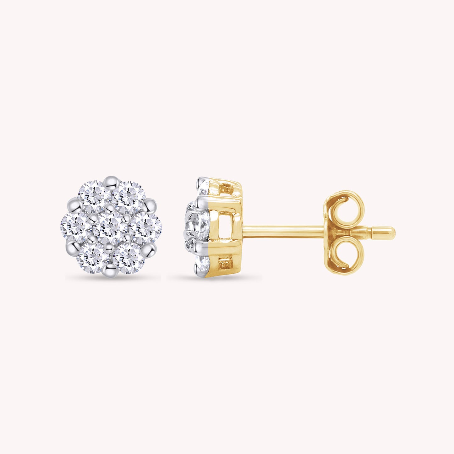 Diamond Flower Cluster Lab Grown Diamond Stud Earrings Unisex