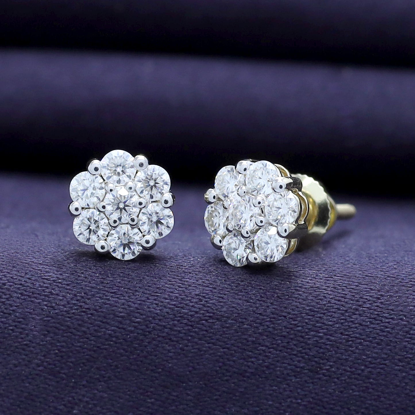 Diamond Flower Cluster Lab Grown Diamond Stud Earrings Unisex