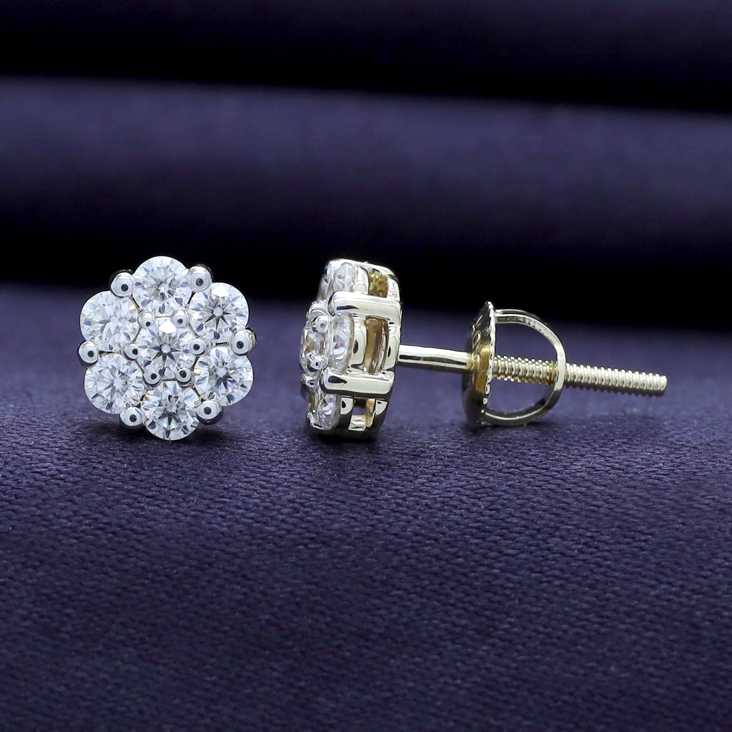 Diamond Flower Cluster Lab Grown Diamond Stud Earrings Unisex