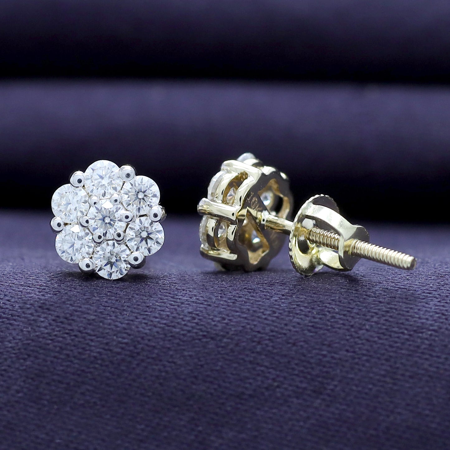 Diamond Flower Cluster Lab Grown Diamond Stud Earrings Unisex
