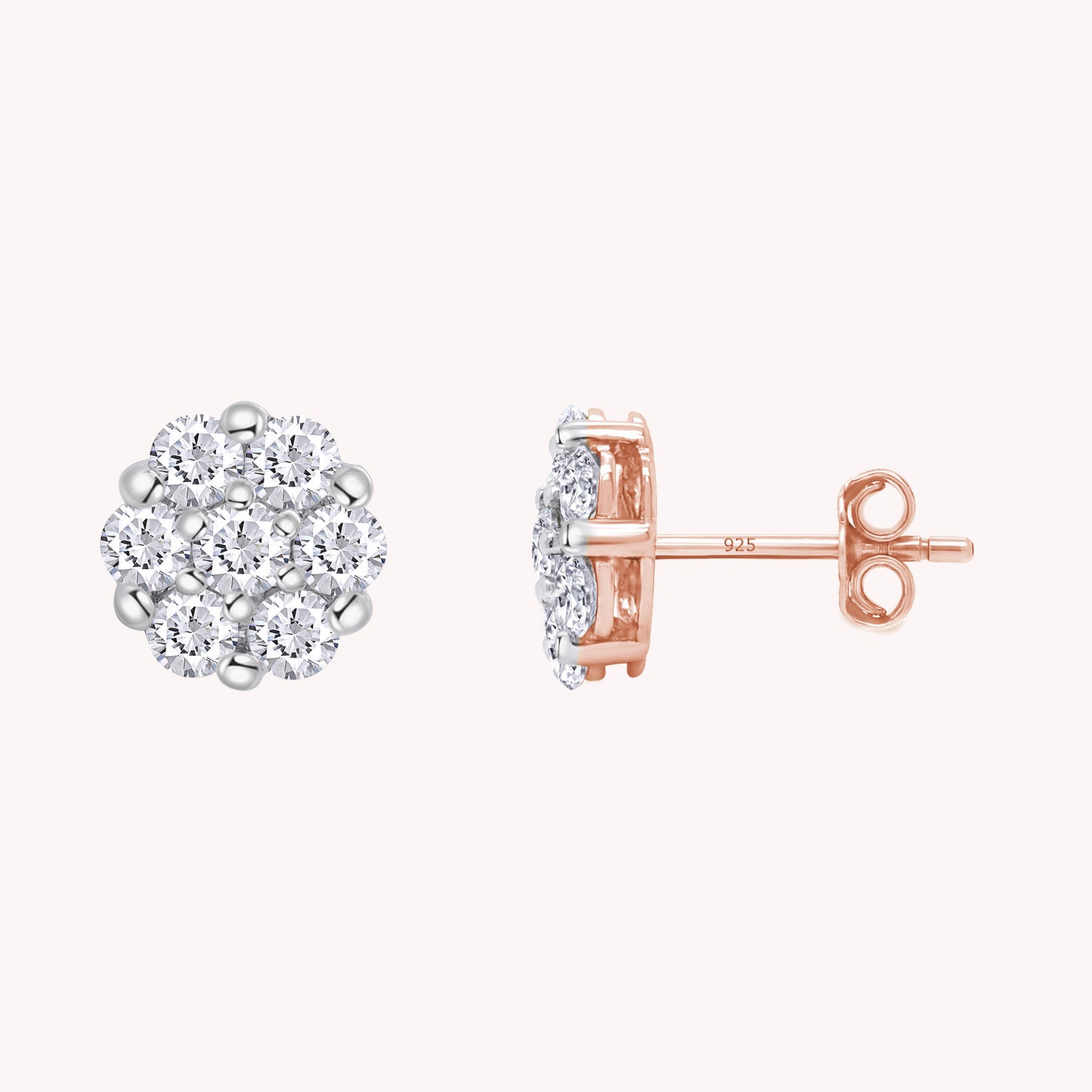 Diamond Flower Cluster Lab Grown Diamond Stud Earrings Unisex