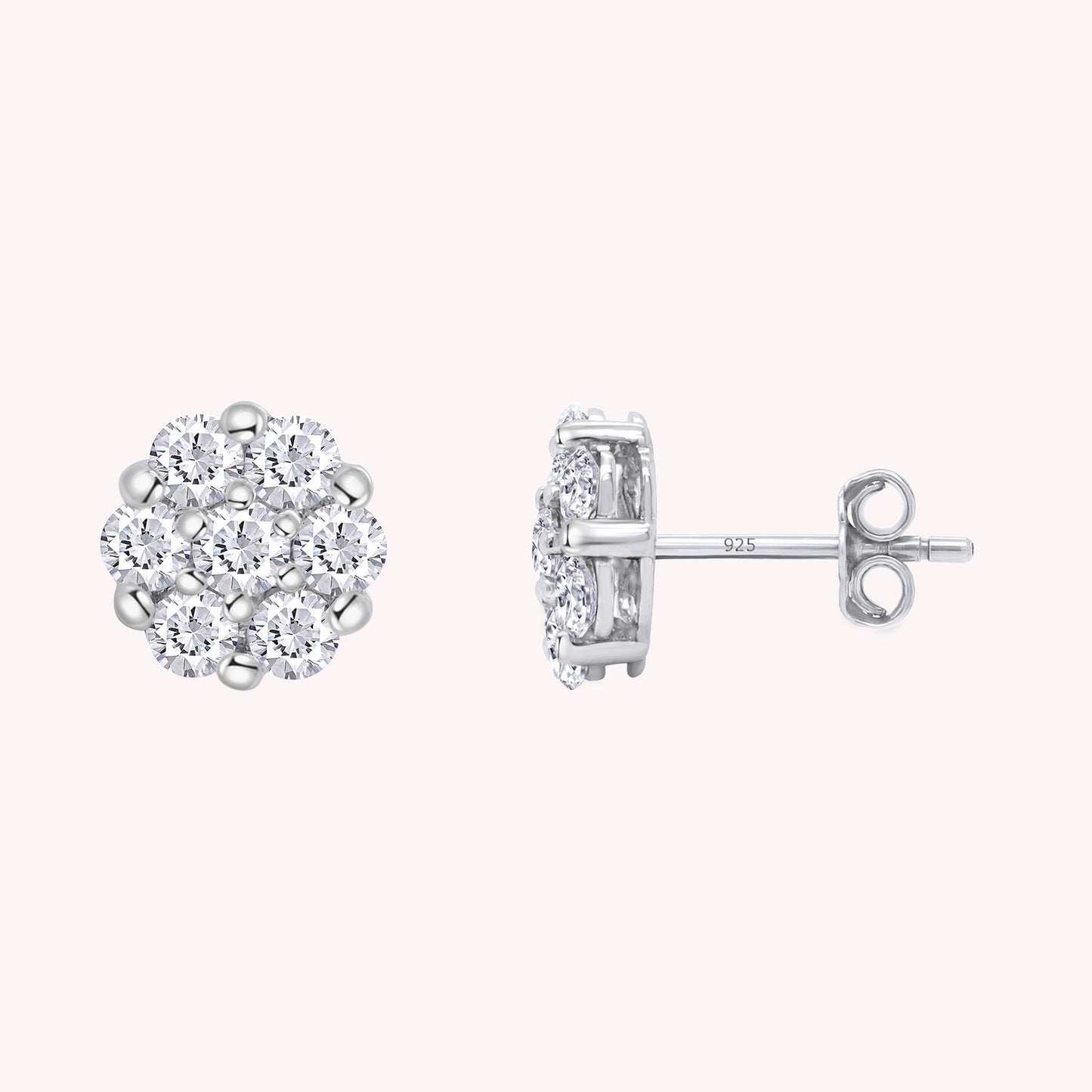 Diamond Flower Cluster Lab Grown Diamond Stud Earrings Unisex