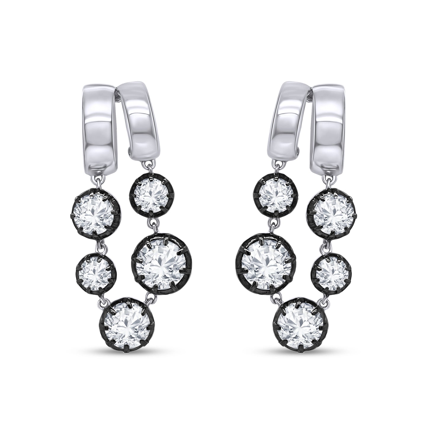 Hoop Earrings For Women, Round Shape Lab Grown Diamond Two Tone Hoop Earring