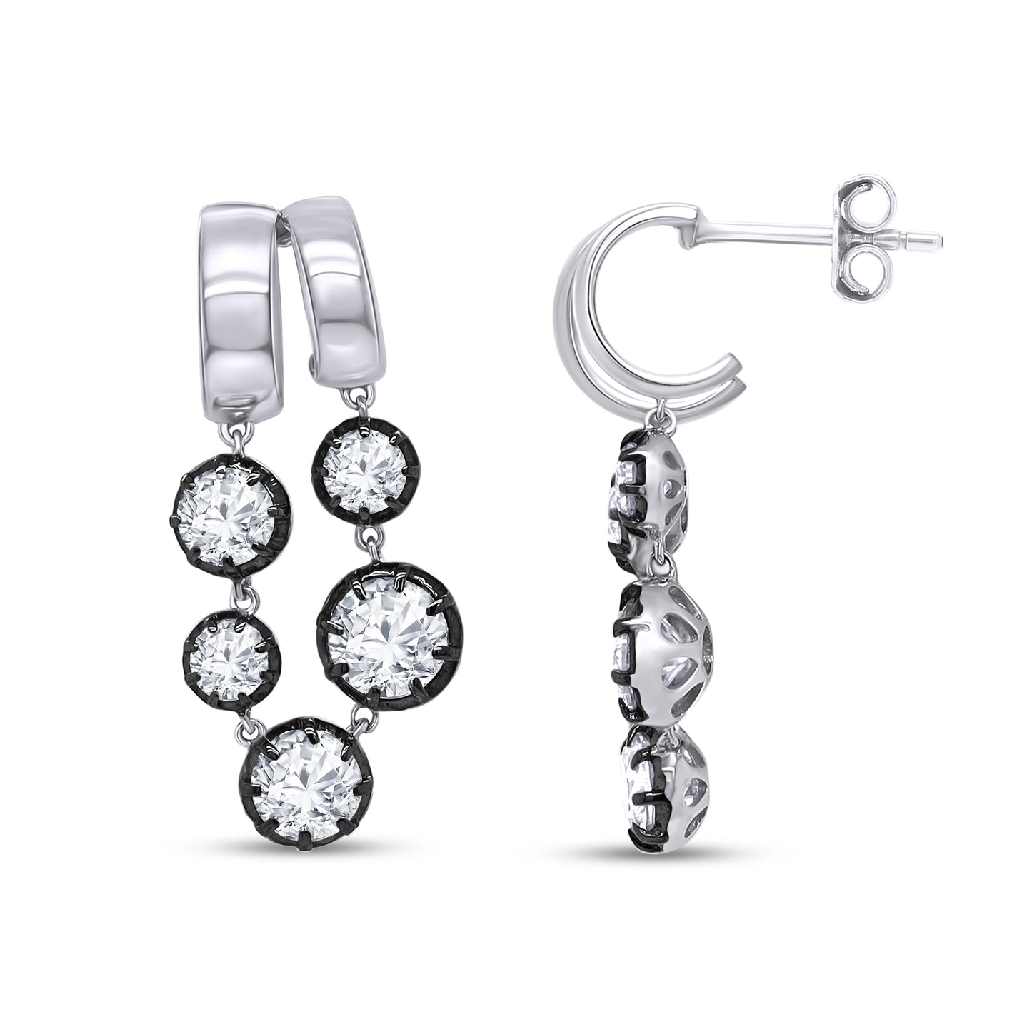 Hoop Earrings For Women, Round Shape Lab Grown Diamond Two Tone Hoop Earring