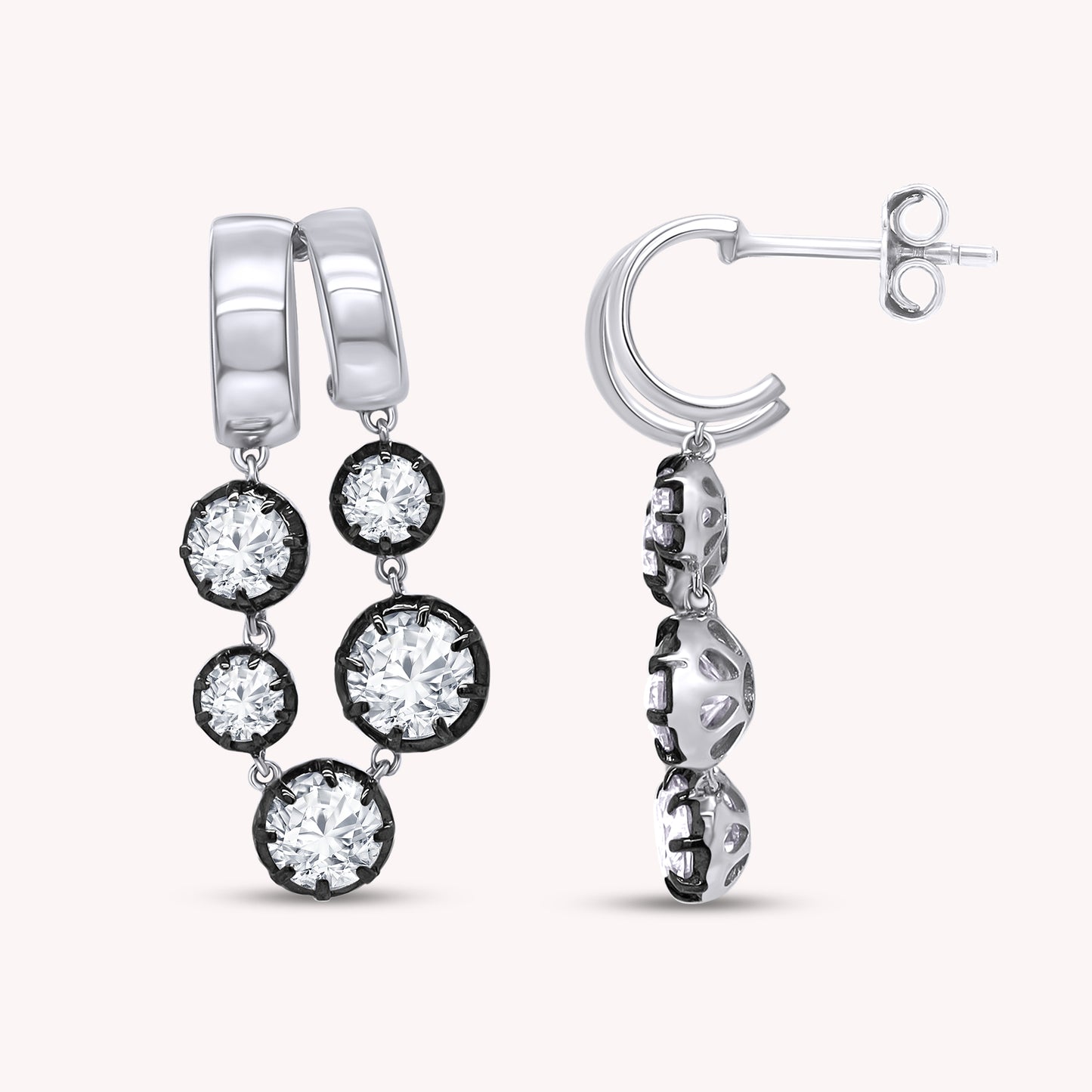 Hoop Earrings For Women, Round Shape Lab Grown Diamond Two Tone Hoop Earring