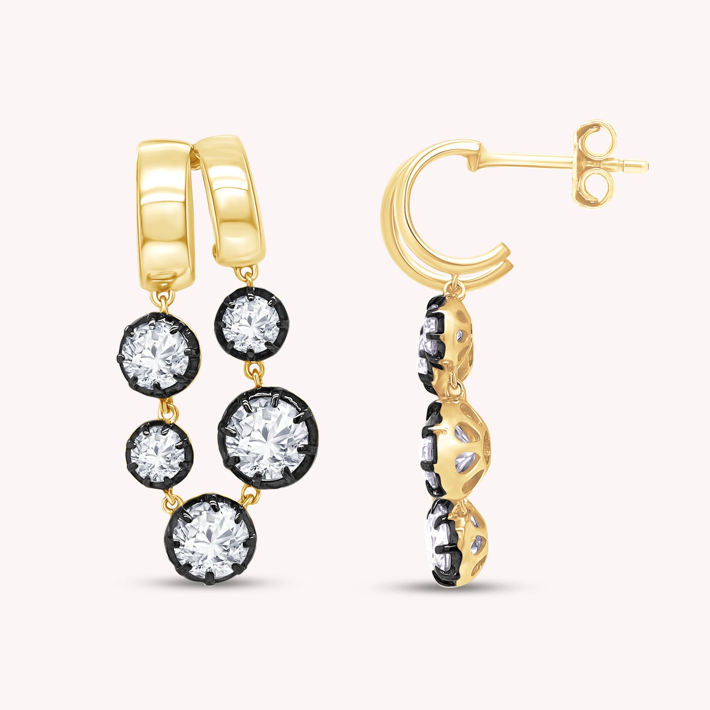 Hoop Earrings For Women, Round Shape Lab Grown Diamond Two Tone Hoop Earring