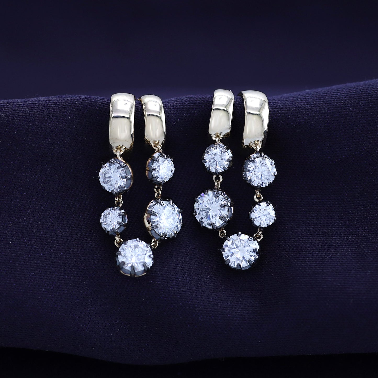 Hoop Earrings For Women, Round Shape Lab Grown Diamond Two Tone Hoop Earring