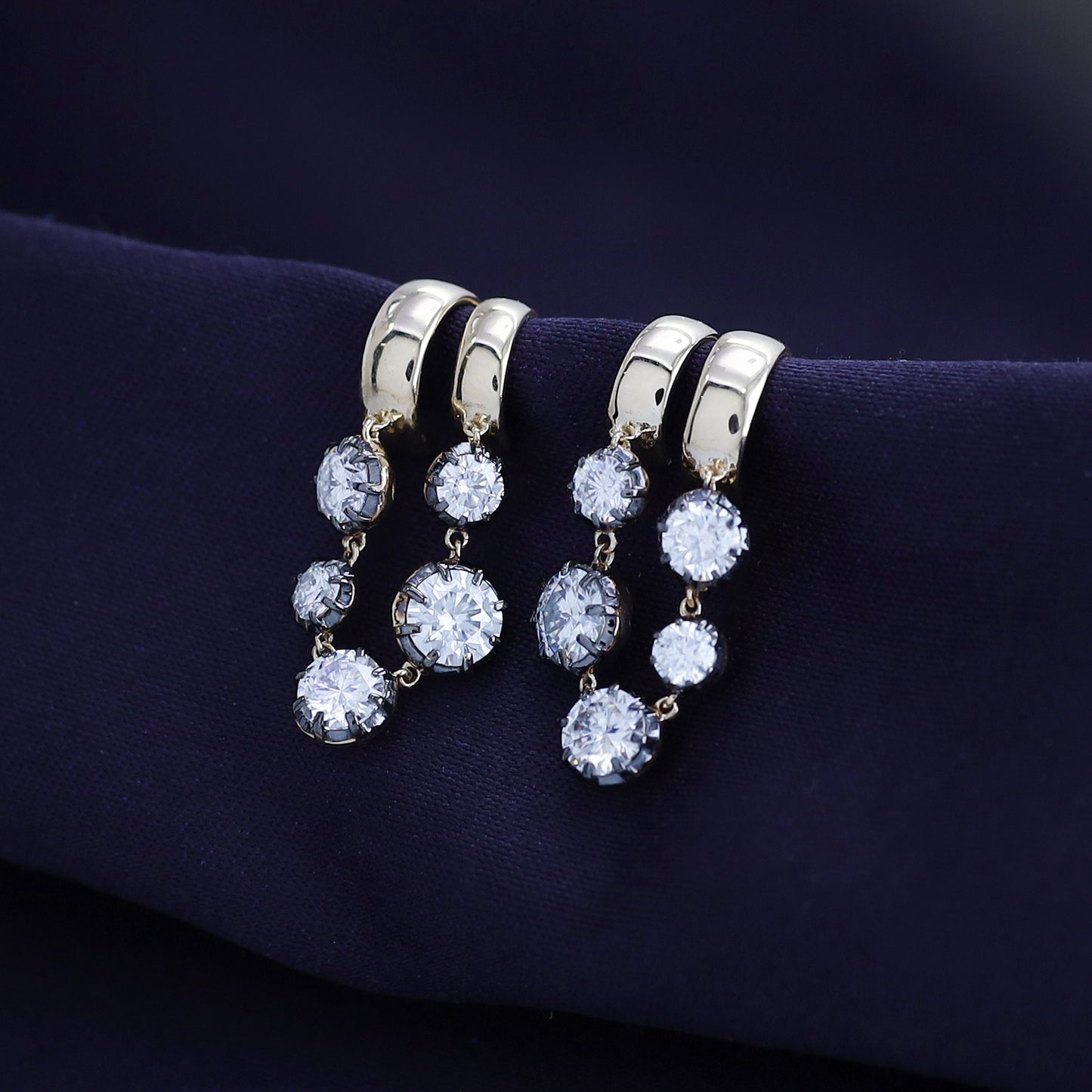 Hoop Earrings For Women, Round Shape Lab Grown Diamond Two Tone Hoop Earring