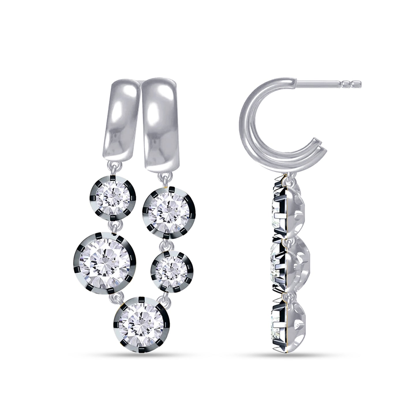 Stud Earrings For Women, Round Shape Lab Grown Diamond Two Tone Stud Earring