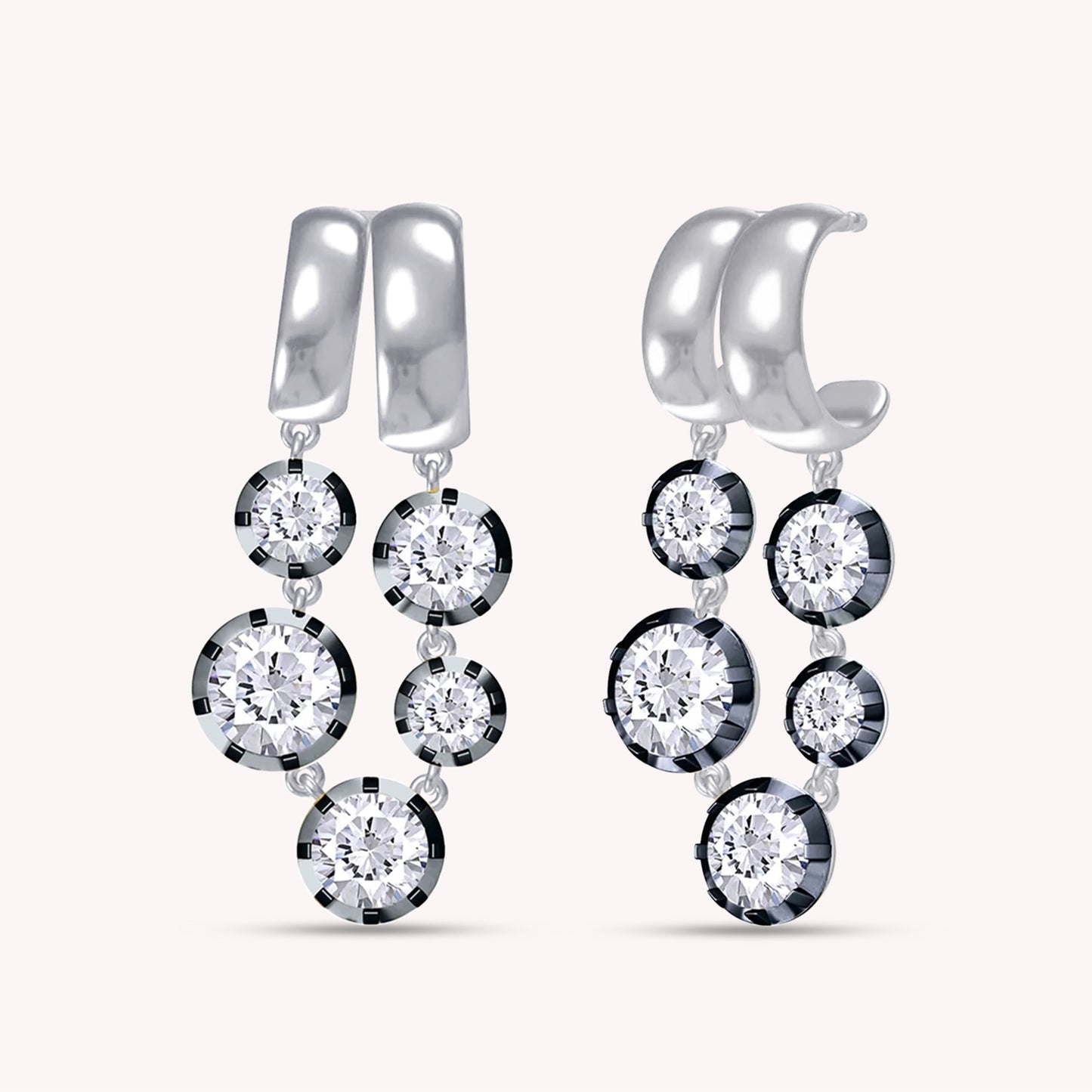 Stud Earrings For Women, Round Shape Lab Grown Diamond Two Tone Stud Earring