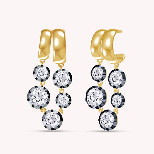 Stud Earrings For Women, Round Shape Lab Grown Diamond Two Tone Stud Earring