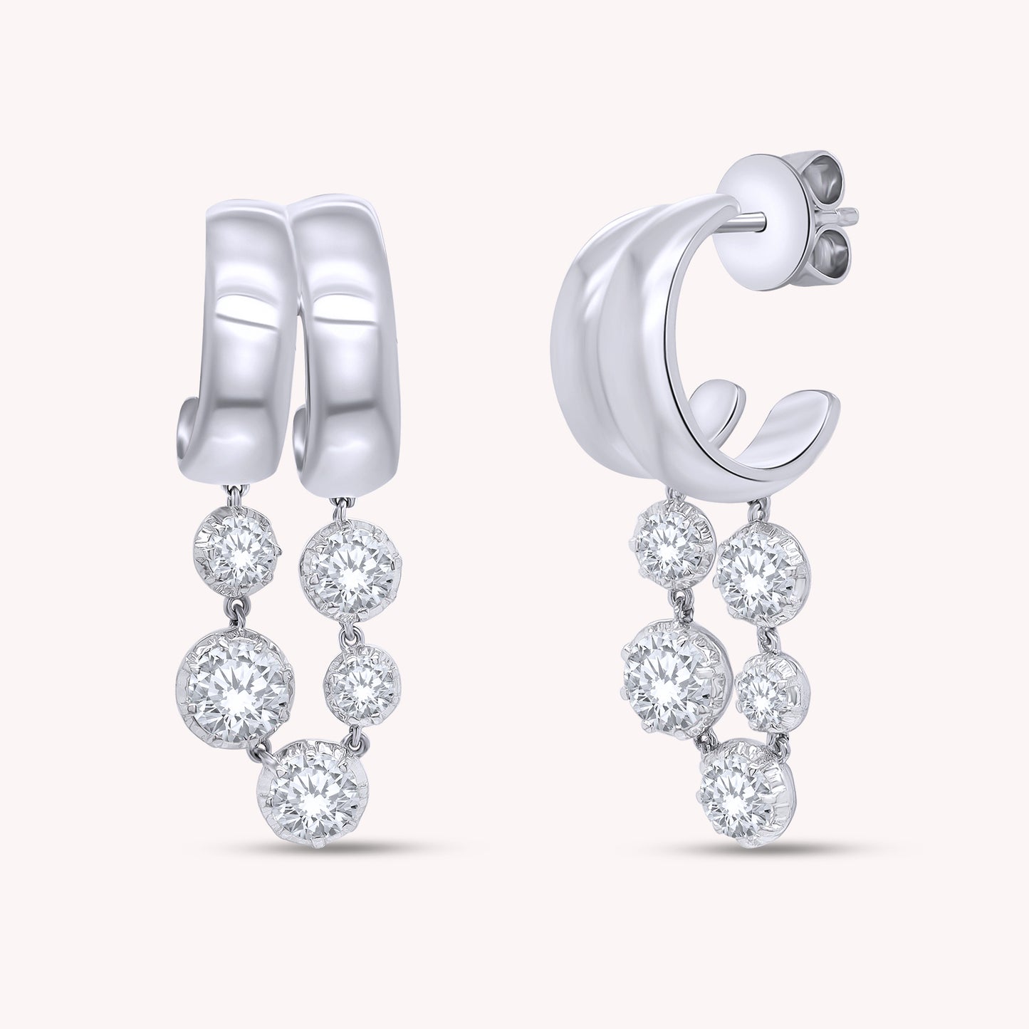 Stud Earrings For Women, Round Shape Lab Grown Diamond Two Tone Stud Earring