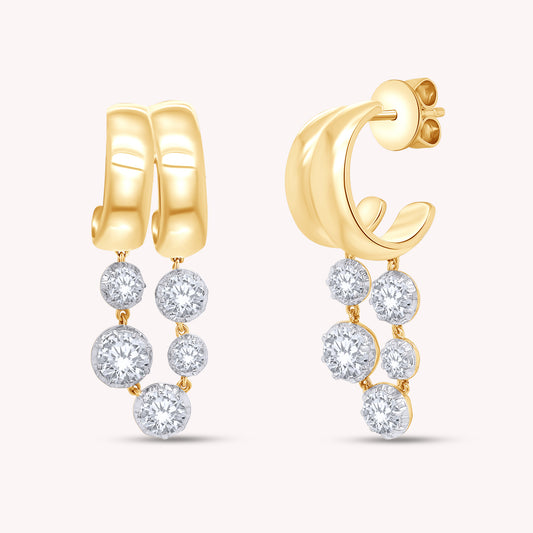 Stud Earrings For Women, Round Shape Lab Grown Diamond Two Tone Stud Earring