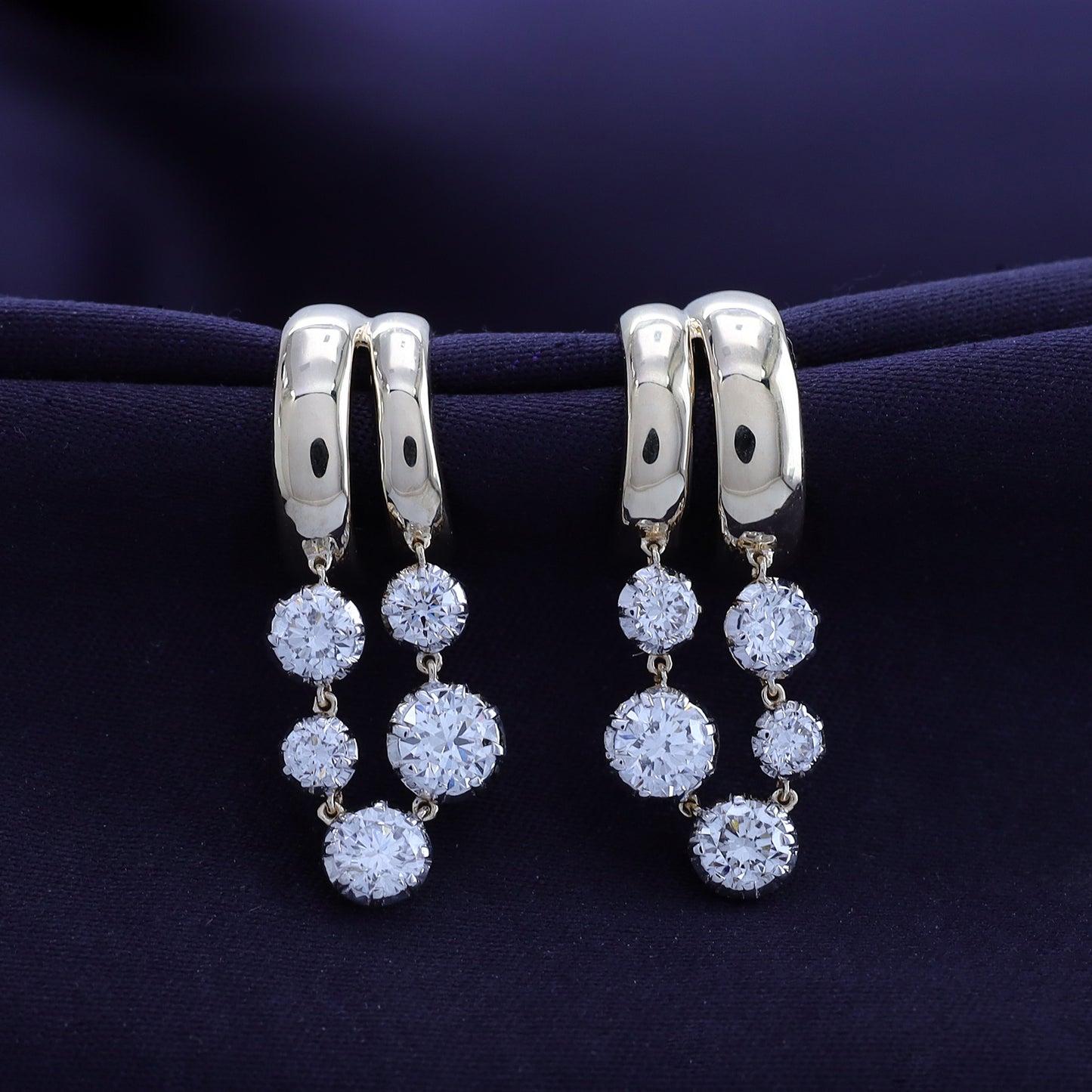 Stud Earrings For Women, Round Shape Lab Grown Diamond Two Tone Stud Earring