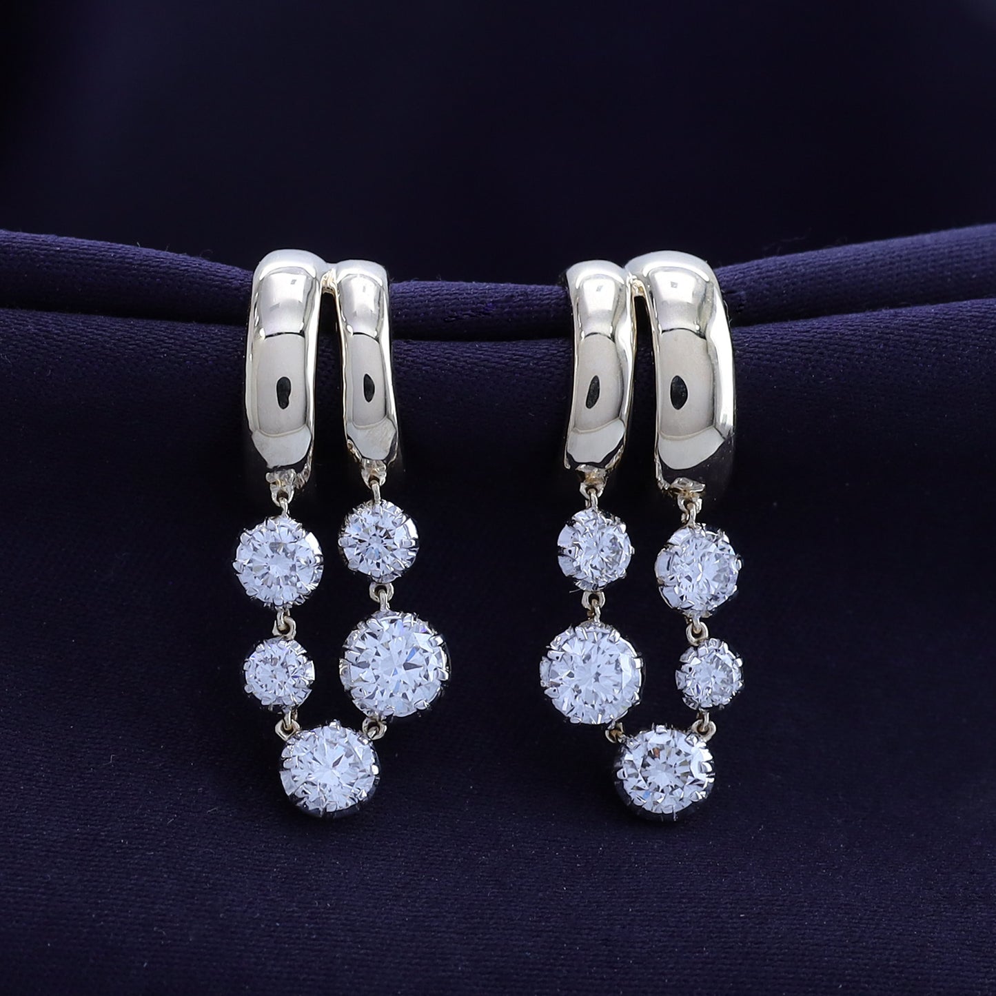 Stud Earrings For Women, Round Shape Lab Grown Diamond Two Tone Stud Earring