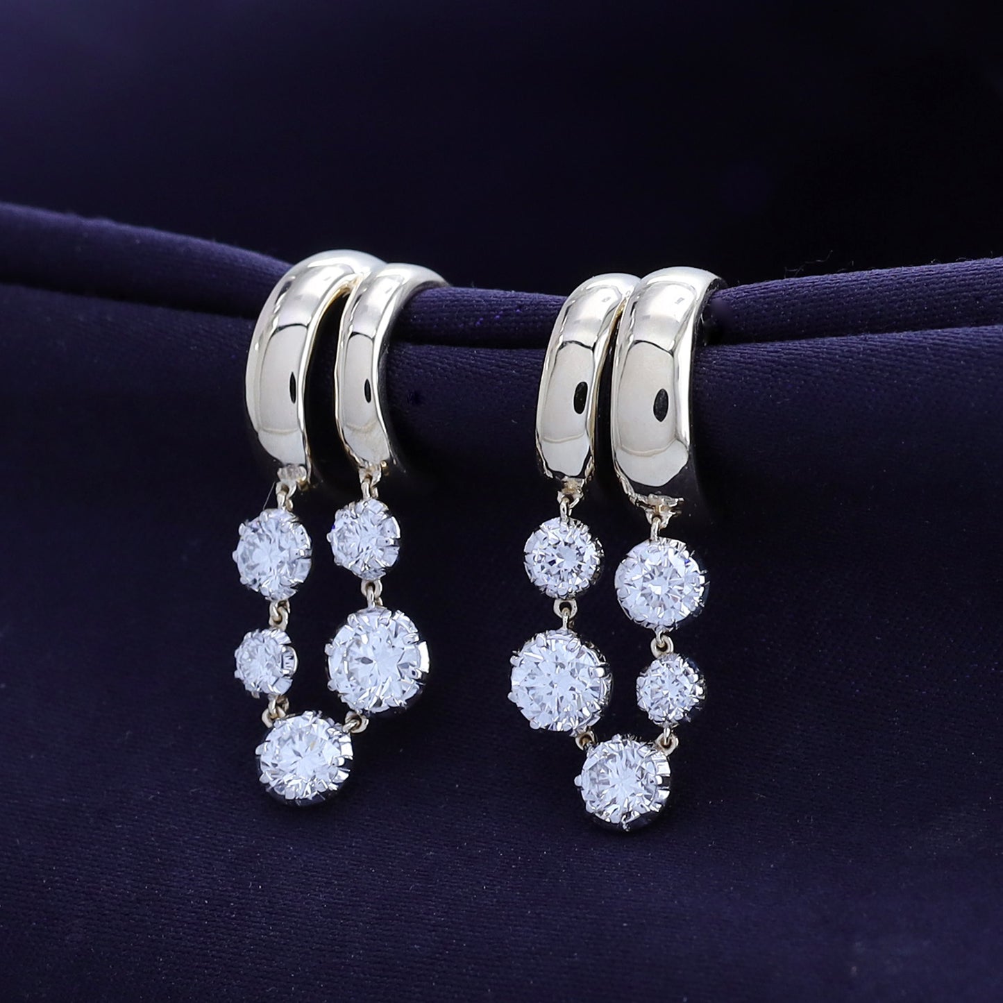 Stud Earrings For Women, Round Shape Lab Grown Diamond Two Tone Stud Earring