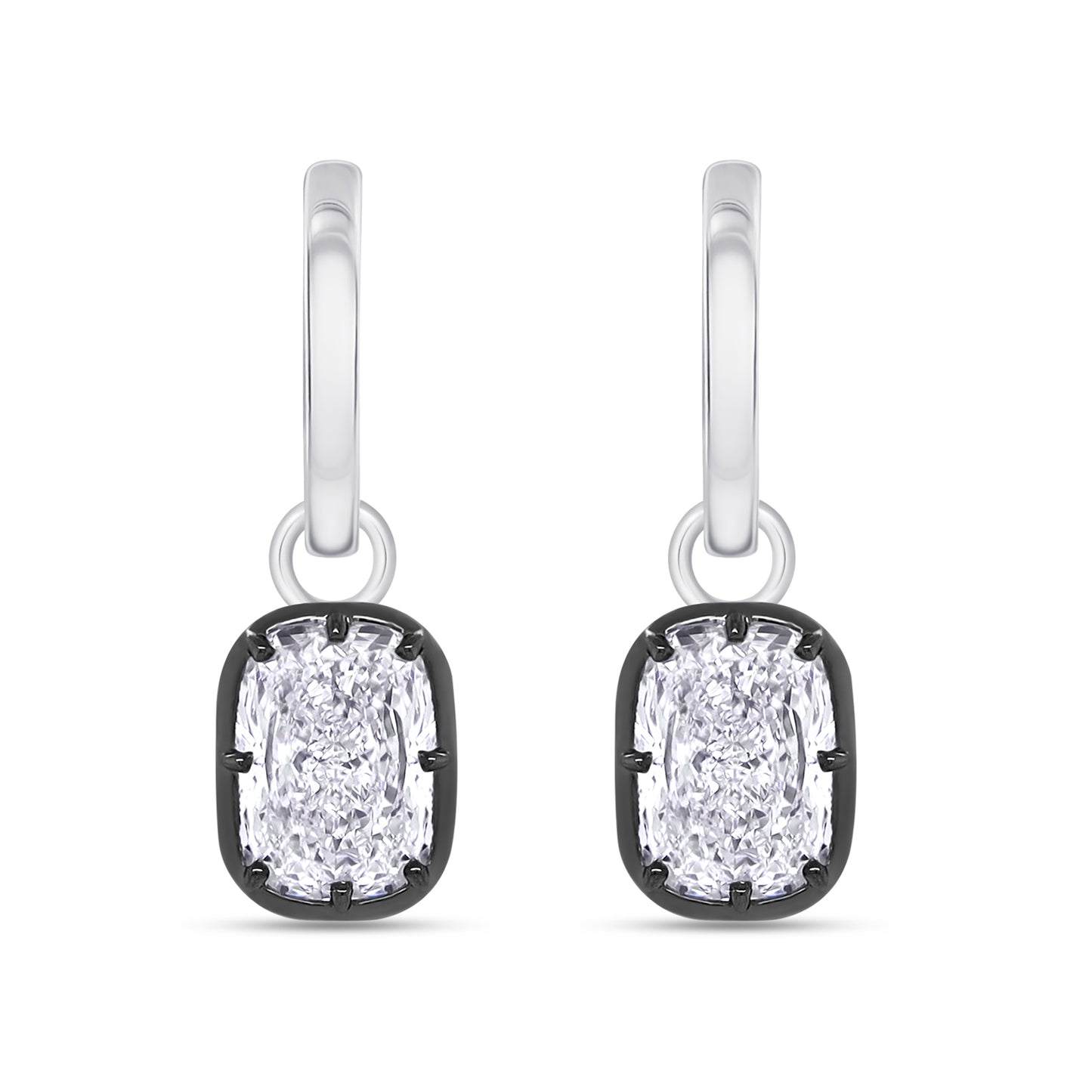 Huggie Earrings For Women, Cushion Shape Lab Grown Diamond Two Tone Huggie Earring