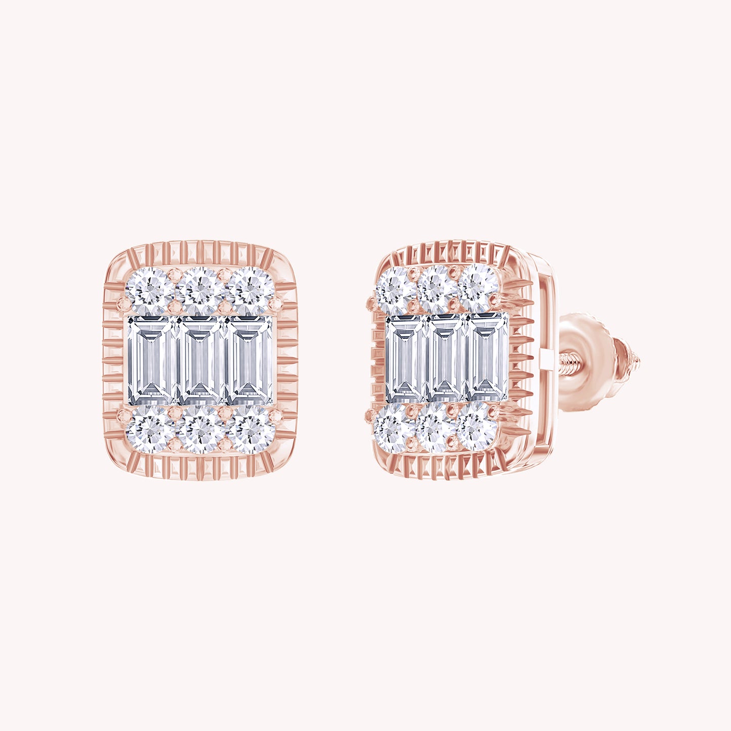 Rectangle Champagne Crystal Stud Earrings