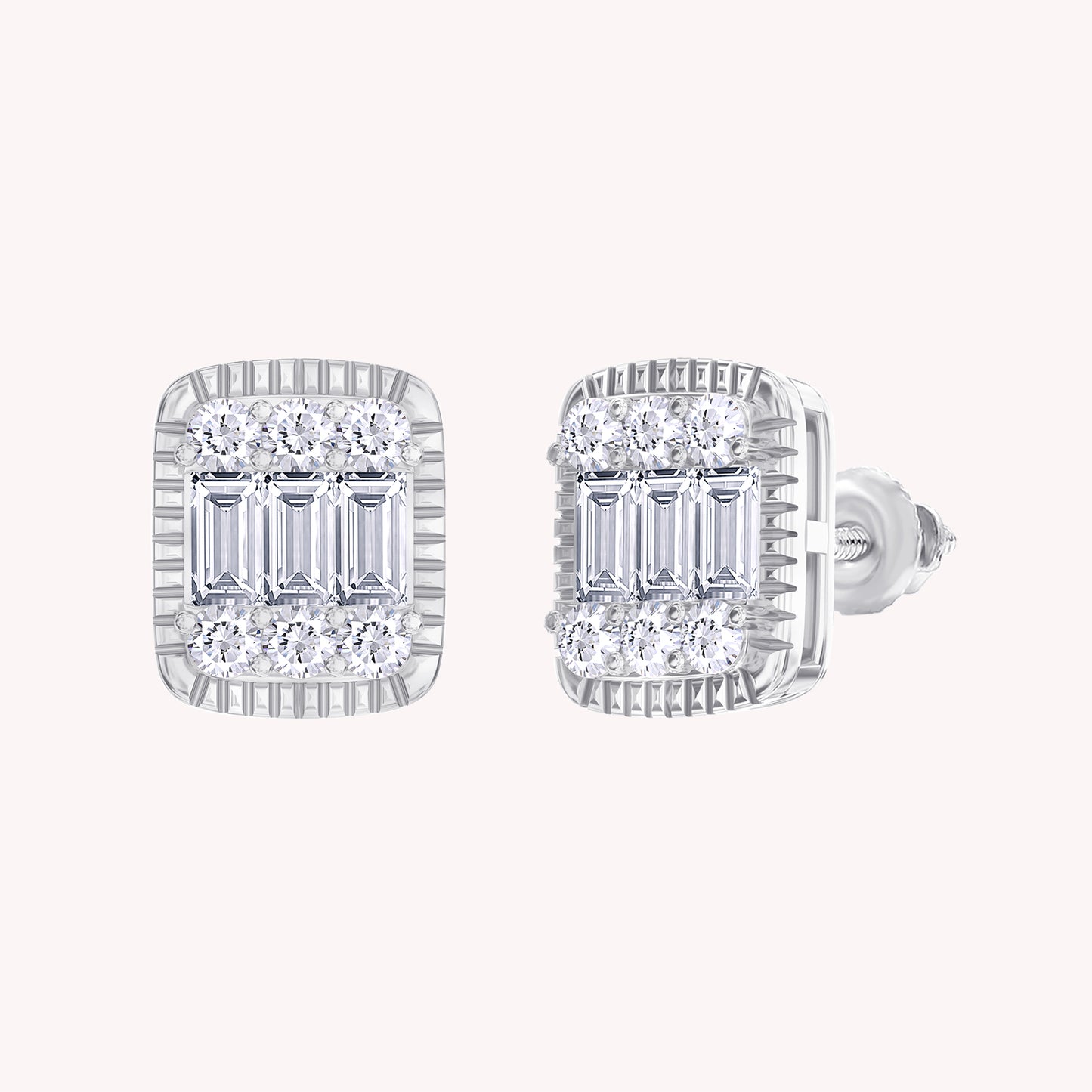 Rectangle Champagne Crystal Stud Earrings