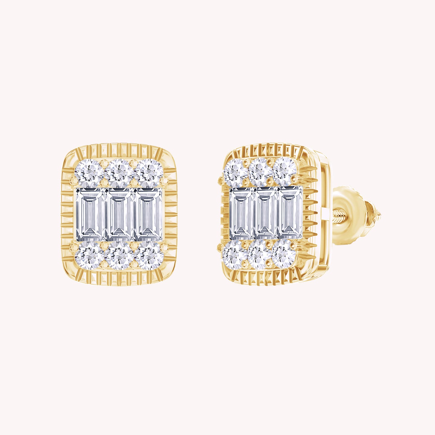 Rectangle Champagne Crystal Stud Earrings